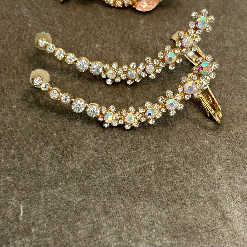 Bundle of ear wrap cuffs ear jackets ear sleeves rhinestone sparkly earrings - Picture 5 of 7